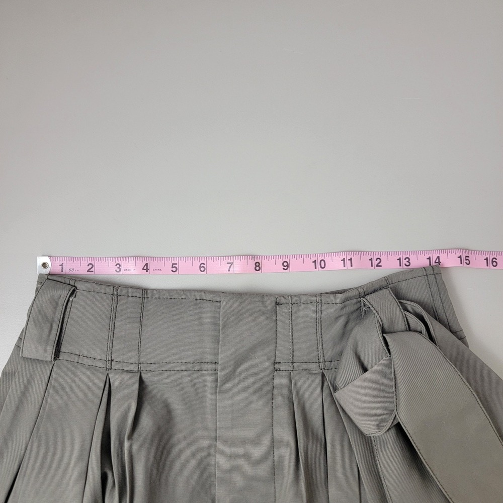 Zara Woman Pleated Mini Skirt Belted Button Fly Beige Preppy Pockets Size S - Picture 6 of 10